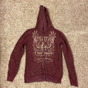 Affliction reversible zip up sweatshirt hoodie jacket - size small